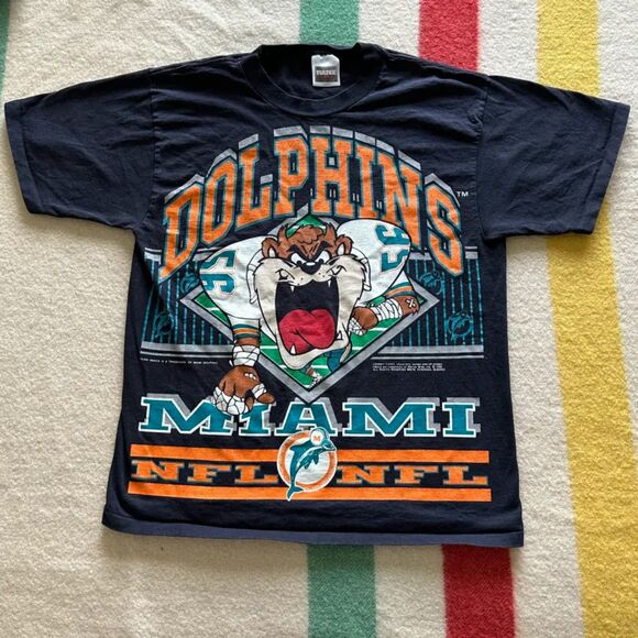 Vintage 1992 Tasmanian Devil NFL Miami Dolphins T-Shirt Size Large - Picture 1 of 6